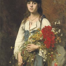 Оригинал схемы вышивки «девочка с полевыми цветами» (№1757730)