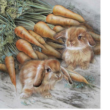 Схема вышивки «Кролики и морковка»