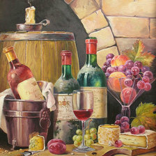 Оригинал схемы вышивки «Натюрморт с вином и виноградом» (№1759986)