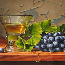 Оригинал схемы вышивки «Натюрморт с вином и виноградом» (№1760211)