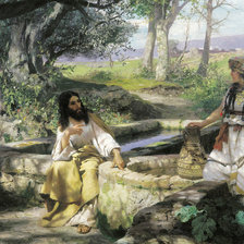 Схема вышивки «Иисус и самаретянка»