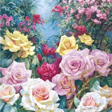 Оригинал схемы вышивки «розы в саду» (№1763474)