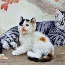 Схема вышивки «Кошка и котенок»