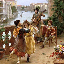 Схема вышивки «Танец на балконе по картине Антонио Паолетти»