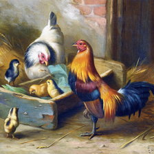 Оригинал схемы вышивки «Куры и цыплята» (№1783306)