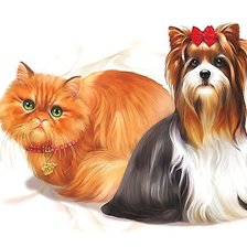 Схема вышивки «кот и пёс»