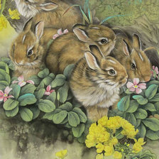 Оригинал схемы вышивки «Кролики» (№1798470)