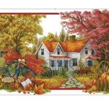 Схема вышивки «Дом осенью»