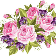 Оригинал схемы вышивки «Розы и фиалки» (№1800249)