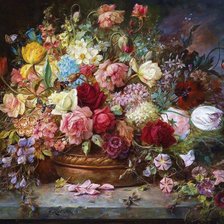 Схема вышивки «Букет цветов в медной вазе»