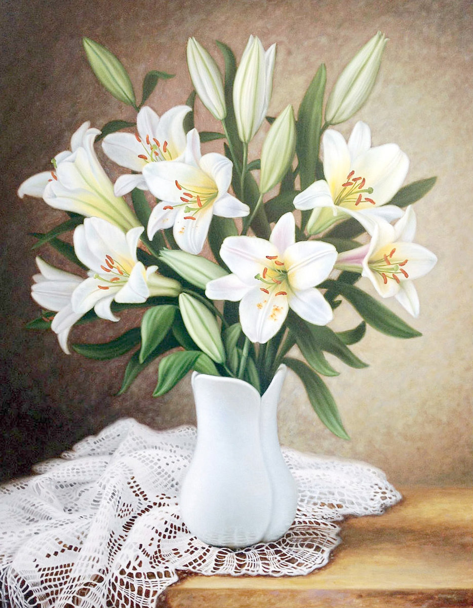 Лилии - белые цветы, цветы, белые лилии - оригинал