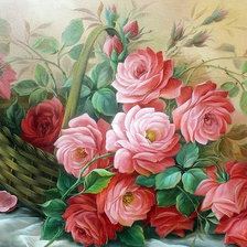 Оригинал схемы вышивки «Розы в корзине» (№1803652)