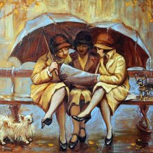 Схема вышивки «"Три девицы под дождём" худ. О.Симонова»