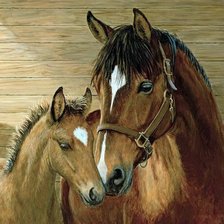 Схема вышивки «Лошадь с жеребенком»