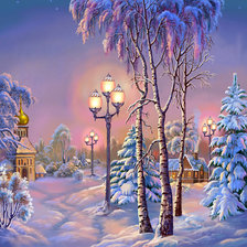 Оригинал схемы вышивки «Зима в лесном городке. По картине худ. Виктора Цыганова» (№1811467)