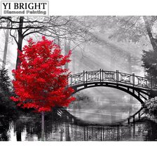 Схема вышивки «Мост и красное дерево»