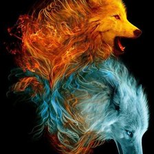 Схема вышивки «Волки. Лед и пламя»