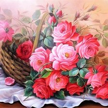 Оригинал схемы вышивки «розы в корзине» (№1838651)