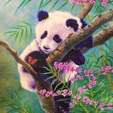 Оригинал схемы вышивки «Панда на дереве» (№1866066)