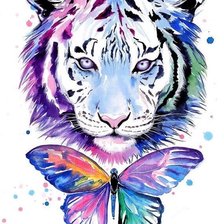 Схема вышивки «Тигр и бабочка»