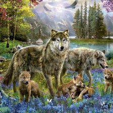 Схема вышивки «Семейство волков»