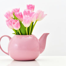 Схема вышивки «розовые тюльпаны в чайнике»