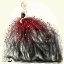 Схема вышивки «Dama in rosso e nero»