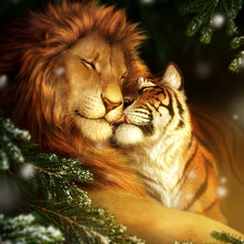 Схема вышивки «Лев и тигрица»