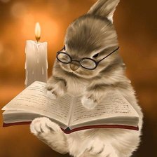 Схема вышивки «Кролик с книгой»