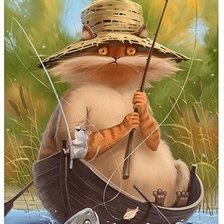 Схема вышивки «кот рыбак»