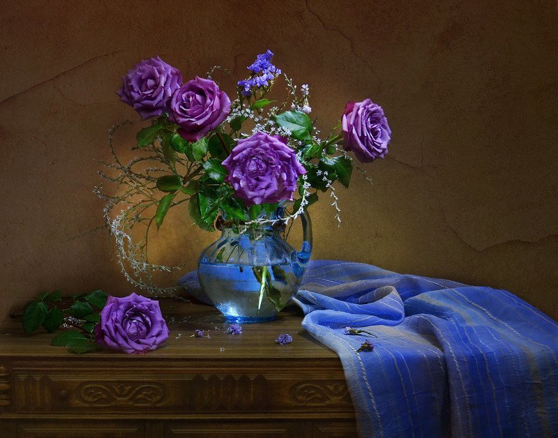 Розы - натюрморт, розы, букет, цветы - оригинал