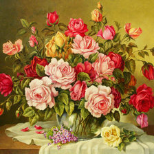 Оригинал схемы вышивки «Розы в вазе» (№1901046)