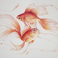 Схема вышивки «Золотые рыбки»