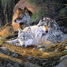 Схема вышивки «трое волков»