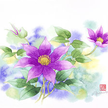 Схема вышивки «Акварель. Цветы. Ibaragi Yoshiyuki (Япония)»