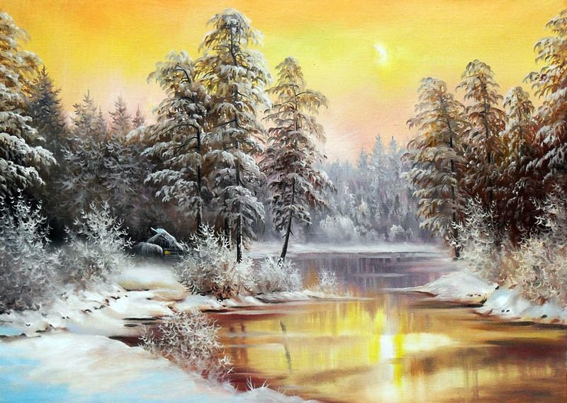 Winter. - yuri kornikov painter.snowscape. - оригинал