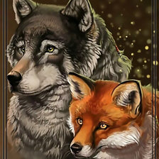 Схема вышивки «Волк и лиса.»