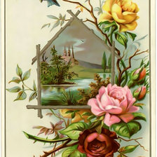 Оригинал схемы вышивки «Ласточка и розы. Винтаж.» (№1936539)