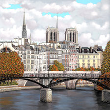 Схема вышивки «Серия "Городской пейзаж". Осень в Париже»