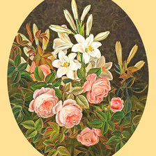 Схема вышивки «Серия "Букет". Розы и лилии»