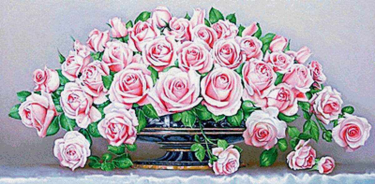 Розы - цветы, розовые розы, цветы в вазе - предпросмотр