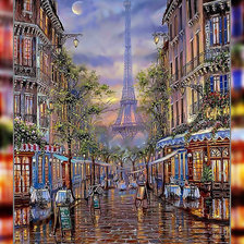 Схема вышивки «Парижская улица.»