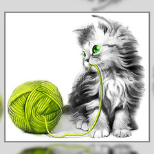 Схема вышивки «Котёнок и клубок.»