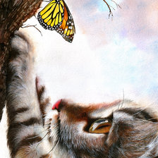 Схема вышивки «Котенок с бабочкой худ. P. Williams»