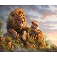 Схема вышивки «Лев и львёнок.»