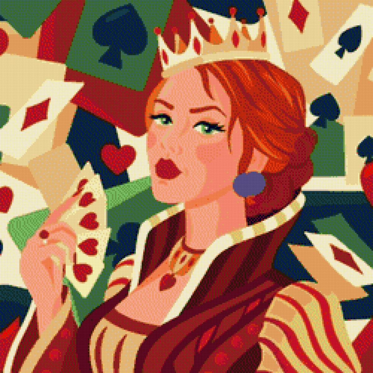 Червовая королева - червя, женщина, сказка, карты, красный, дама, королева - предпросмотр