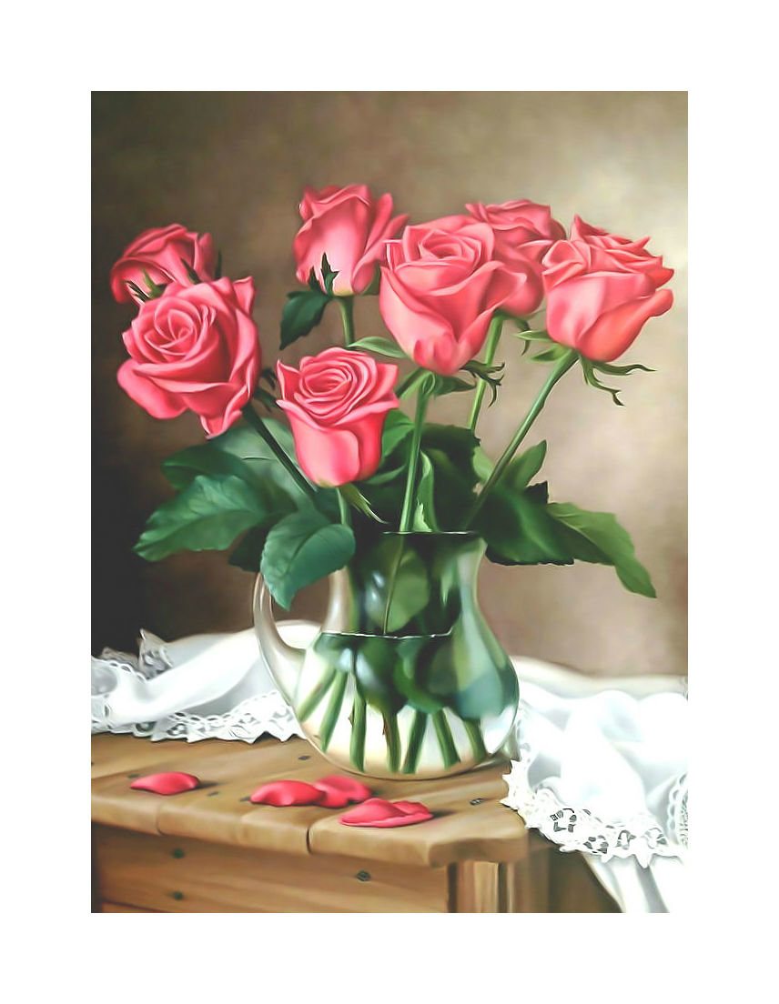 Красные розы. - красные, цветы, ваза., розы, букет - оригинал