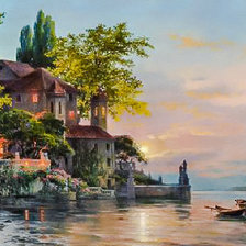 Схема вышивки «Sunset on the Island of Como.»