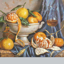 Схема вышивки «Натюрморт с мандаринами.»