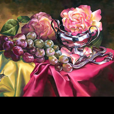 Схема вышивки «Розы и виноград.»